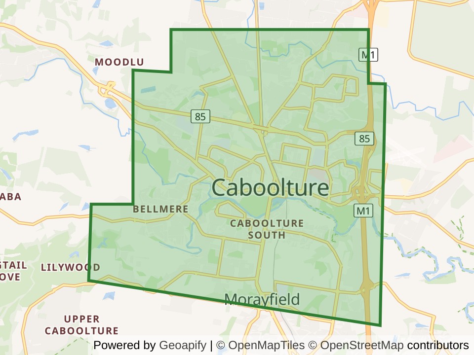 Map of the Caboolture, AUS scan area. Opens it on the coverage map