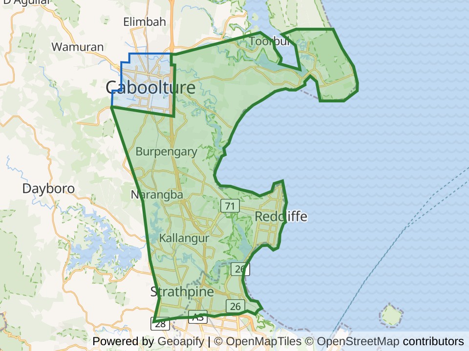 Map of the Moreton Bay, AUS scan area. Opens it on the coverage map