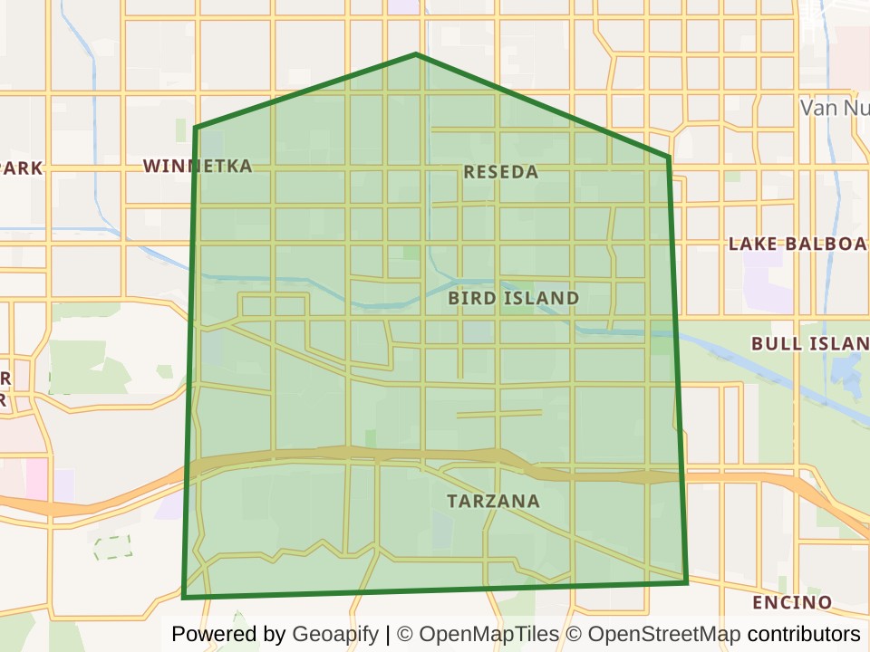 Map of the Tarzana, CA scan area. Opens it on the coverage map
