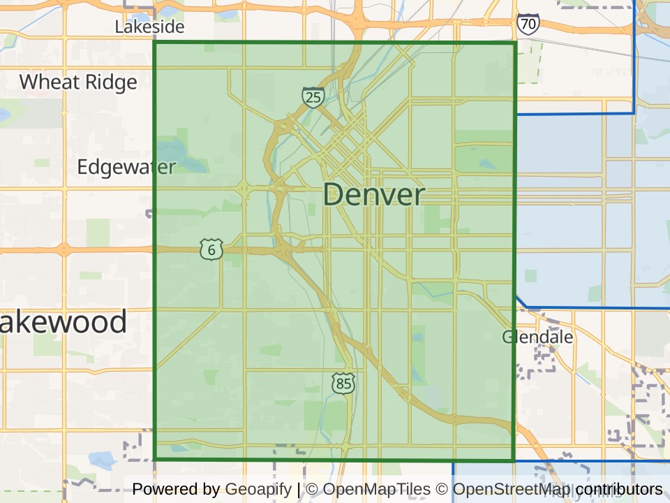 Map of the Denver, Colorado scan area. Opens it on the coverage map
