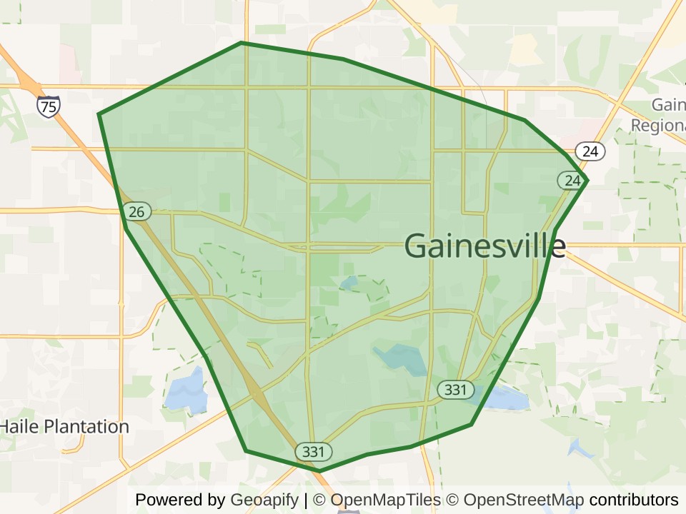 Map of the Gainesville, FL scan area. Opens it on the coverage map