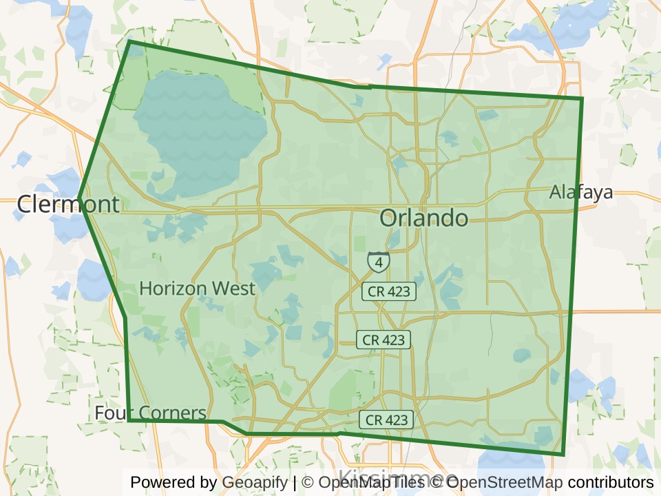 Map of the Orlando, FL scan area. Opens it on the coverage map