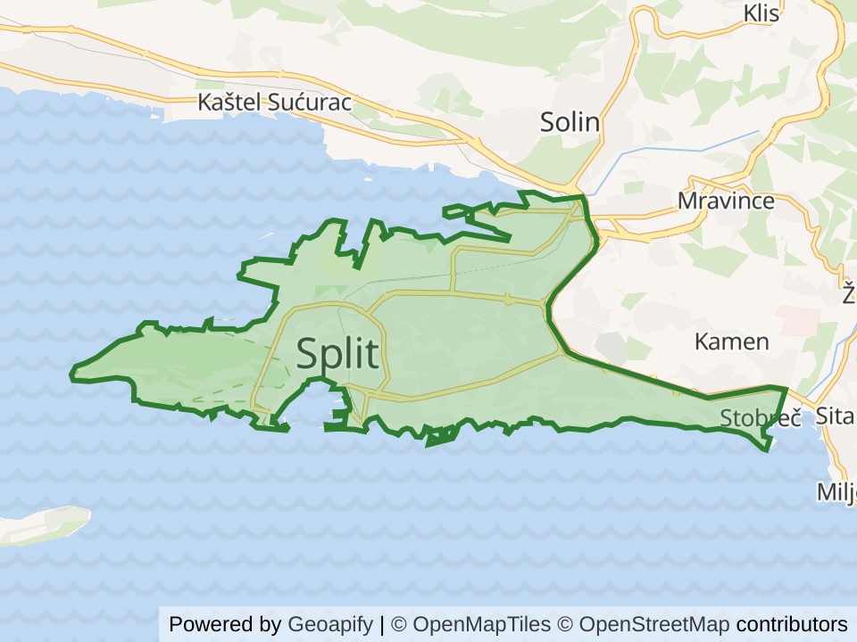 Map of the Split, Croatia scan area. Opens it on the coverage map