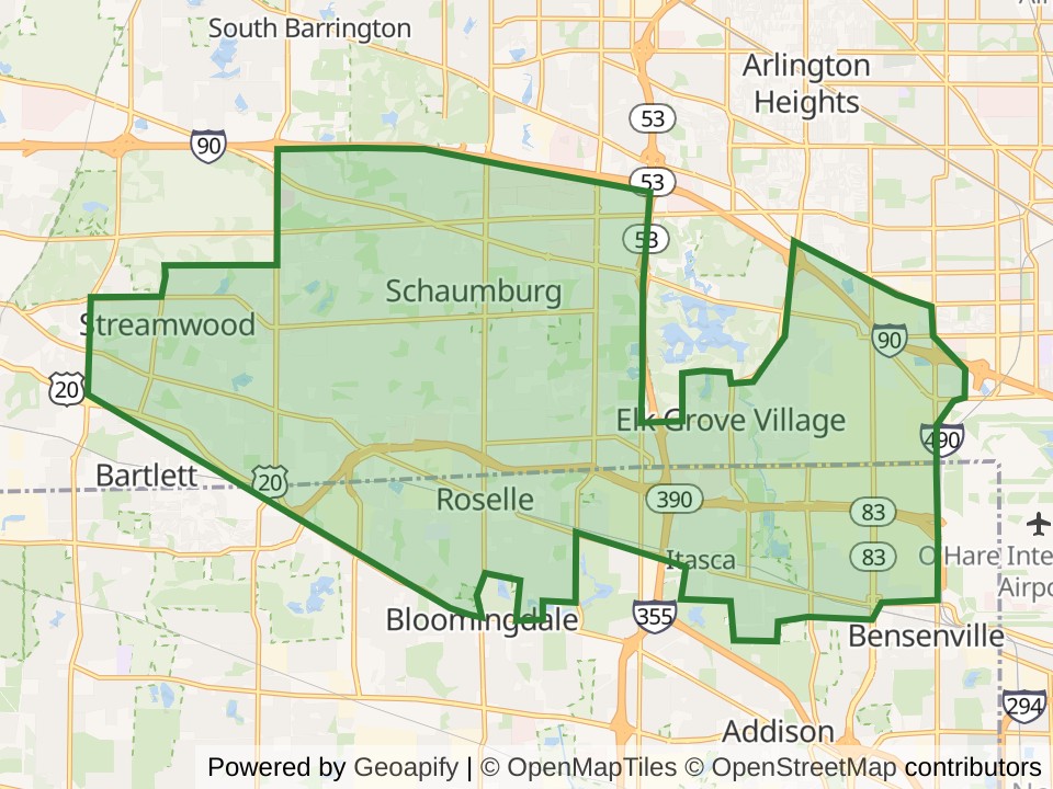 Map of the Schaumburg, IL scan area. Opens it on the coverage map
