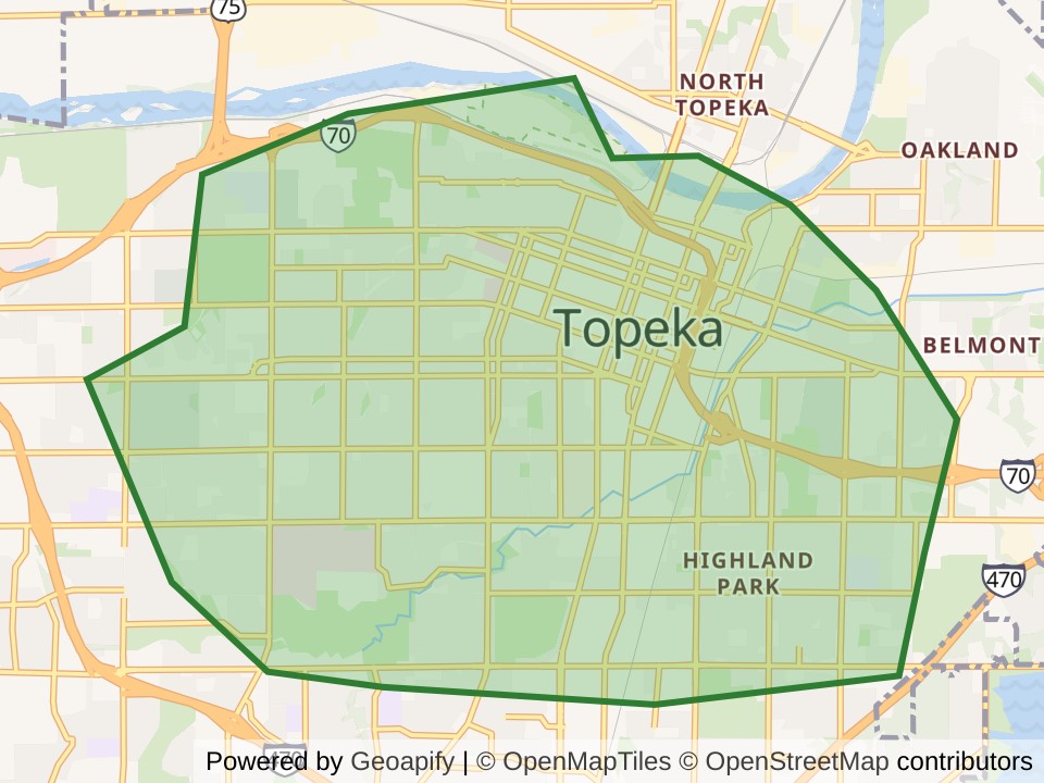 Map of the Topeka, KS scan area. Opens it on the coverage map