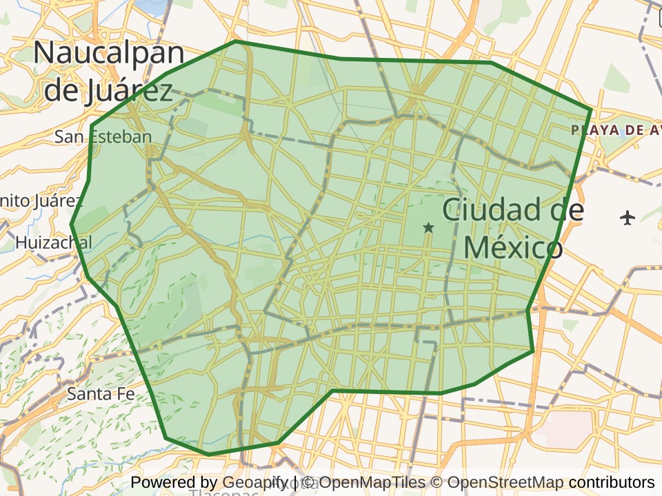 Map of the Mexico City, MEX scan area. Opens it on the coverage map