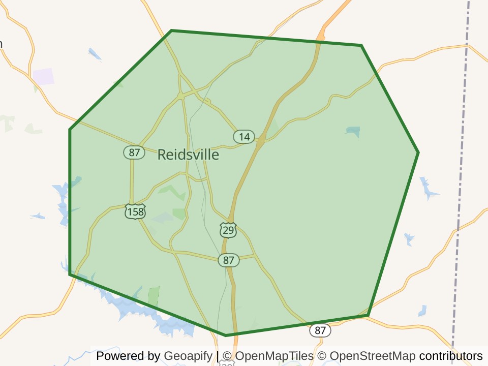 Map of the Reidsville, NC scan area. Opens it on the coverage map