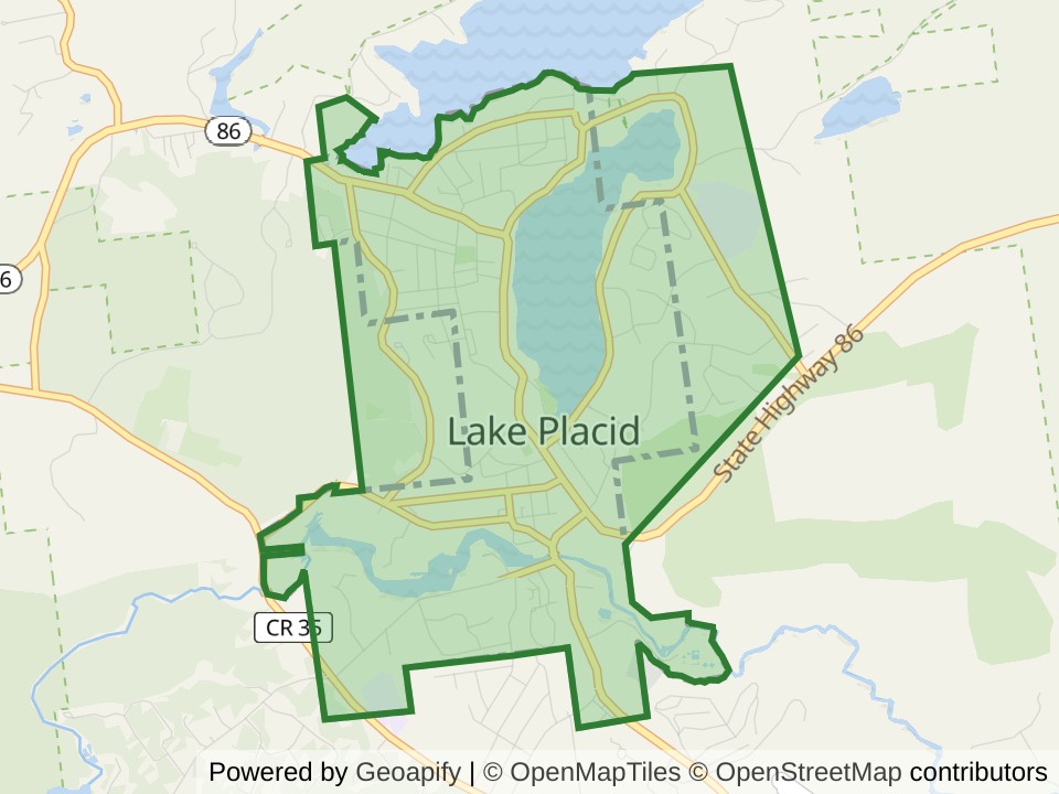 Map of the Lake Placid, NY scan area. Opens it on the coverage map