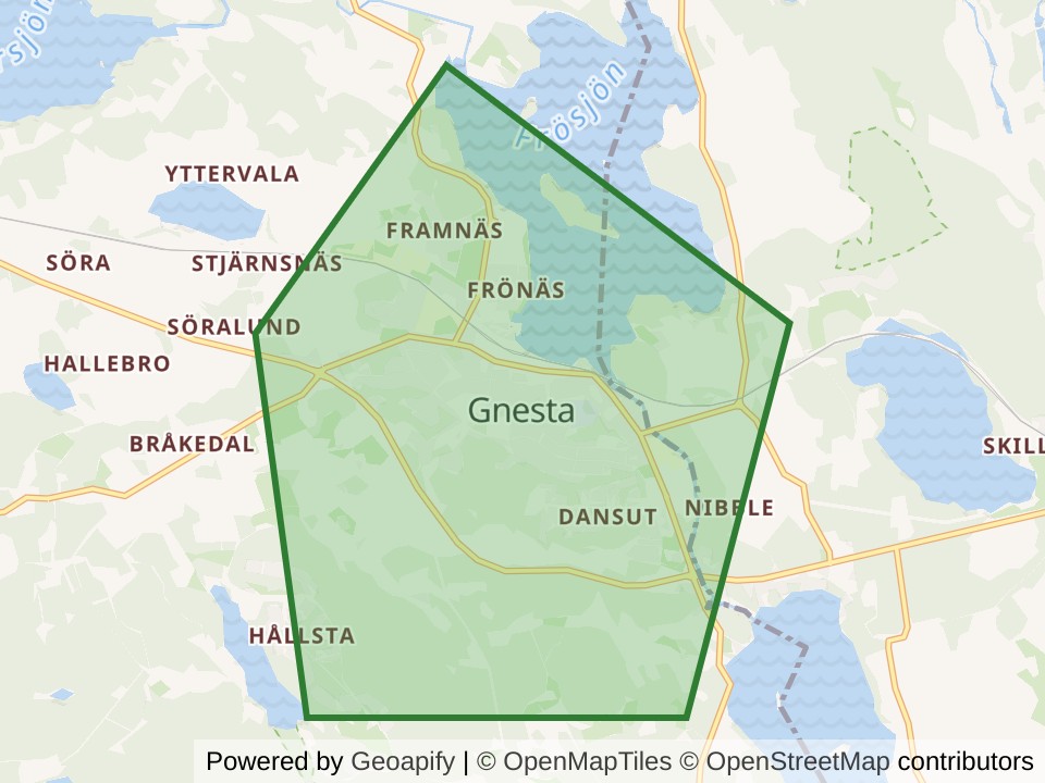 Map of the Gnesta, SWE scan area. Opens it on the coverage map
