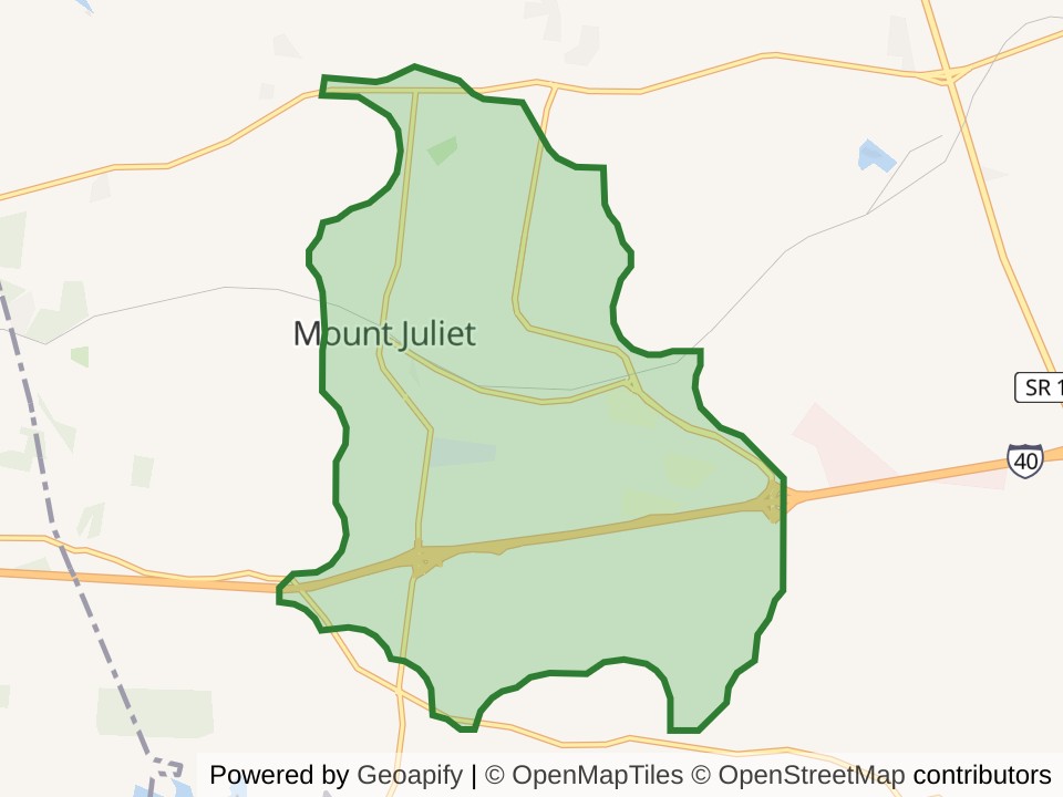 Map of the Mount Juliet, TN scan area. Opens it on the coverage map