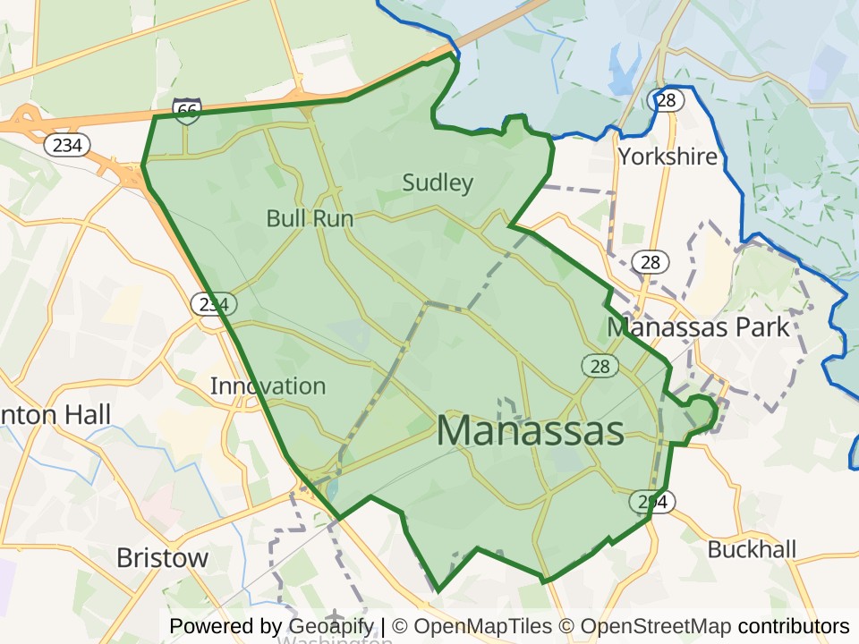 Map of the Manassas, VA scan area. Opens it on the coverage map